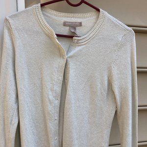 Banana Republic White/Silver Cardigan XS